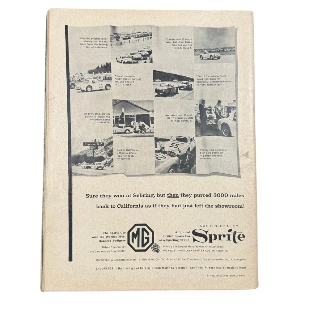 RARE Vintage Sportscar Graphic‎ Magazine August 1959 Twin-Cam MG Porsche Daytona